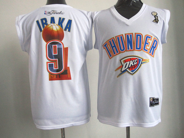 NBA Oklahoma City Thunder 9 Serge Ibaka 2012 NBA Finals Champions White Jersey